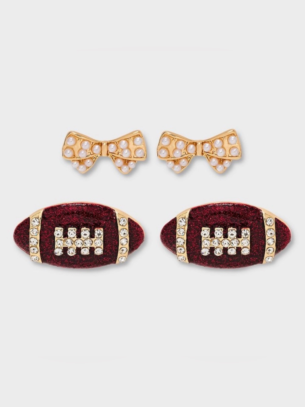 Game Day Football and Bow Earring Set 2pc - Wild Fable™
